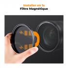 Filtre ND Variable ND8-128 (3-7 stops) Magnétique 55mm Filtre Variable Densité Neutre + Bague Installation en 1s avec 28 Couches de Nano-revêtement - Série Nano-Xcel