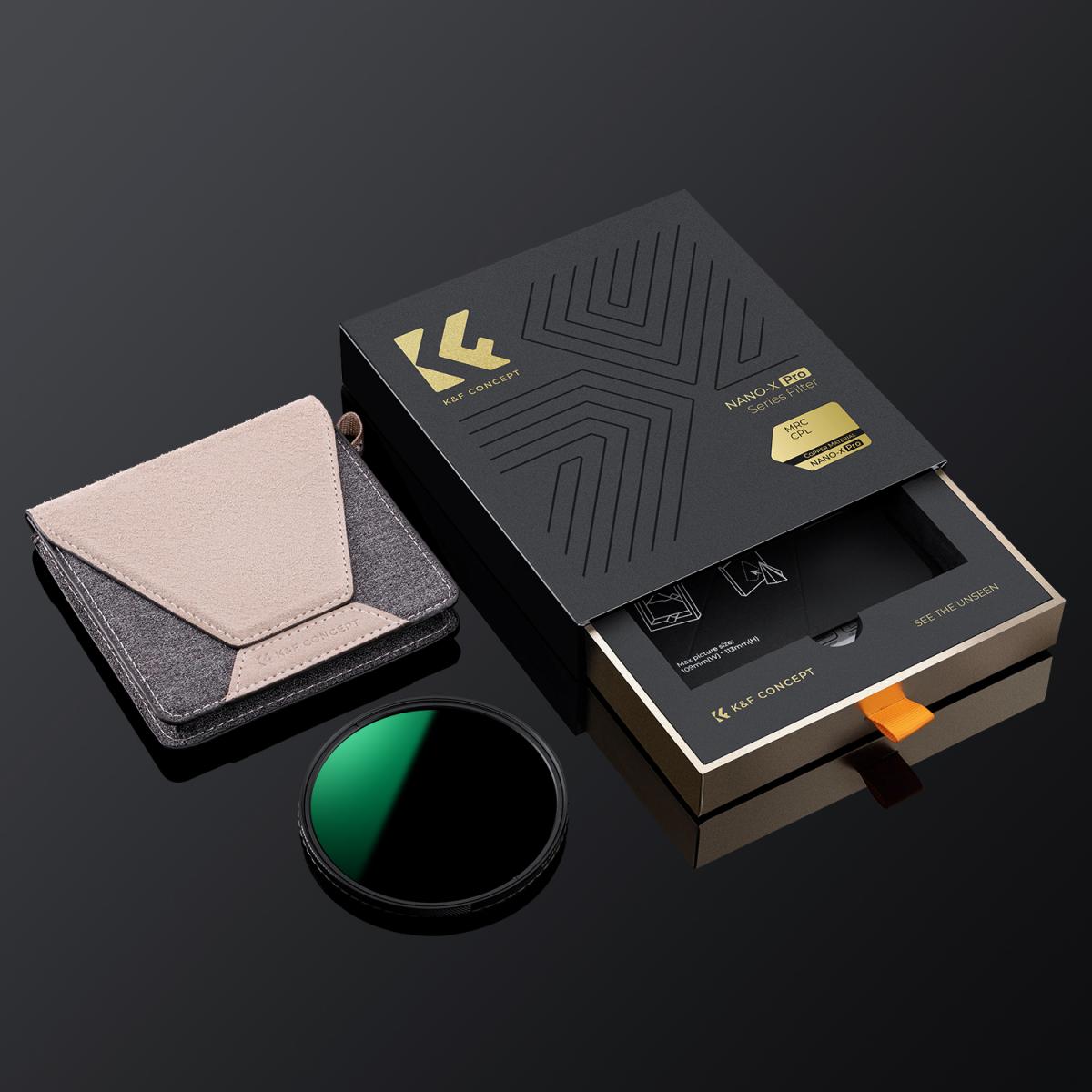 67 mm CPL-filter, HD Ultra-tunn kopparram, 36-lagers antireflekterande grön film, Nano-X PRO-serien
