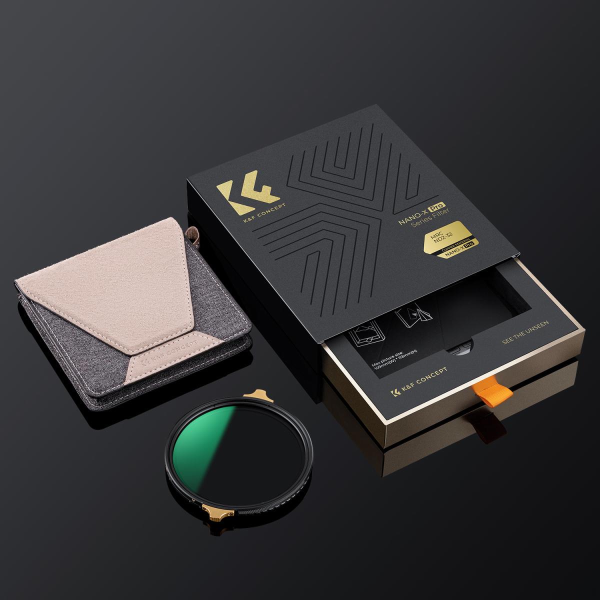 K&F Concept Variabelt ND-filter 72 mm ND2-ND32 (1-5 steg) Ultratunn HD Kopparram Variabelt Neutral Density Filter Nano-Xcel PRO-Serien