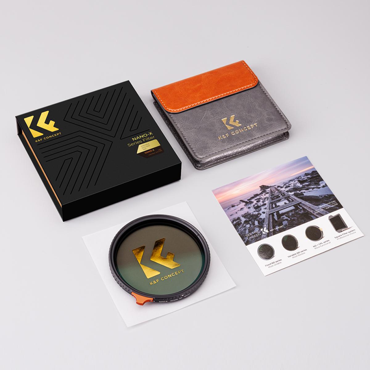 58 mm variabelt ND-filter ND3-ND1000, ultratynn HD, med dobbeltsidig 28-lags nanobelegg, Nano-X-serien