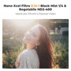 Filtro ND Variabile Black Mist 1/4 + ND2-400 (1-9 stop) 52mm con pellicola verde antiriflesso a 28 Strati Rivestimento su entrambi i lati e leva,Nano-Xcel