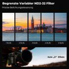 K&F Concept Ultra-niedrige Reflexion & Ture Color ND Filter 62mm Variabler ND2-32 Graufilter (1-5 Blendenstufen)(Nano Xcel)
