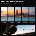Filtre d'objectif ND variable 77 mm, True Color et ultra-faible réflexion, ND2-32 (1-5 arrêts), filtre HD à densité neutre réglable avec 28 revêtements multicouches pour objectifs d'appareil photo - Série Nano-X