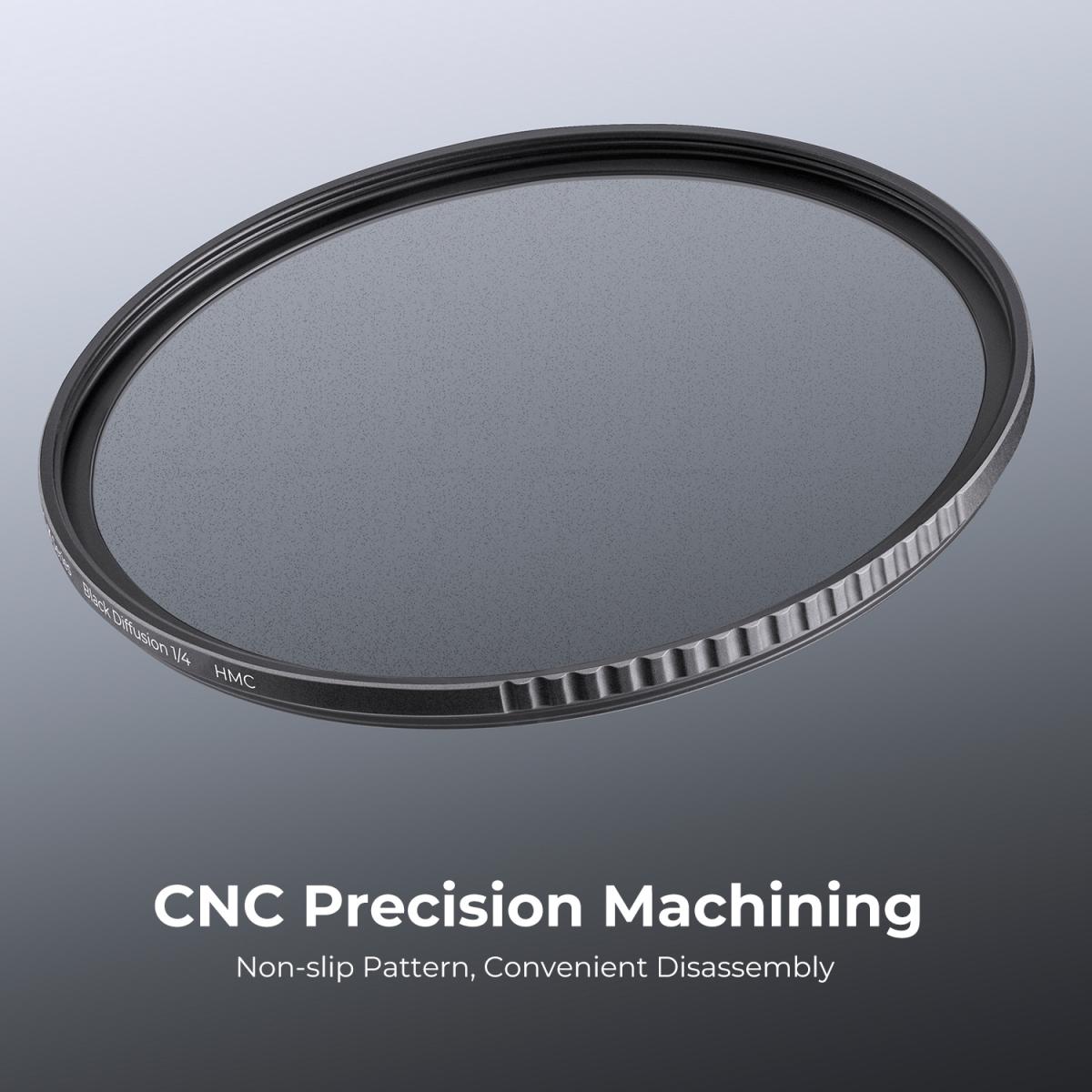 72 mm sort tågefilter 1/4 + 3 stk renseklud med 18 flerlagsbelægninger Nano K-serien