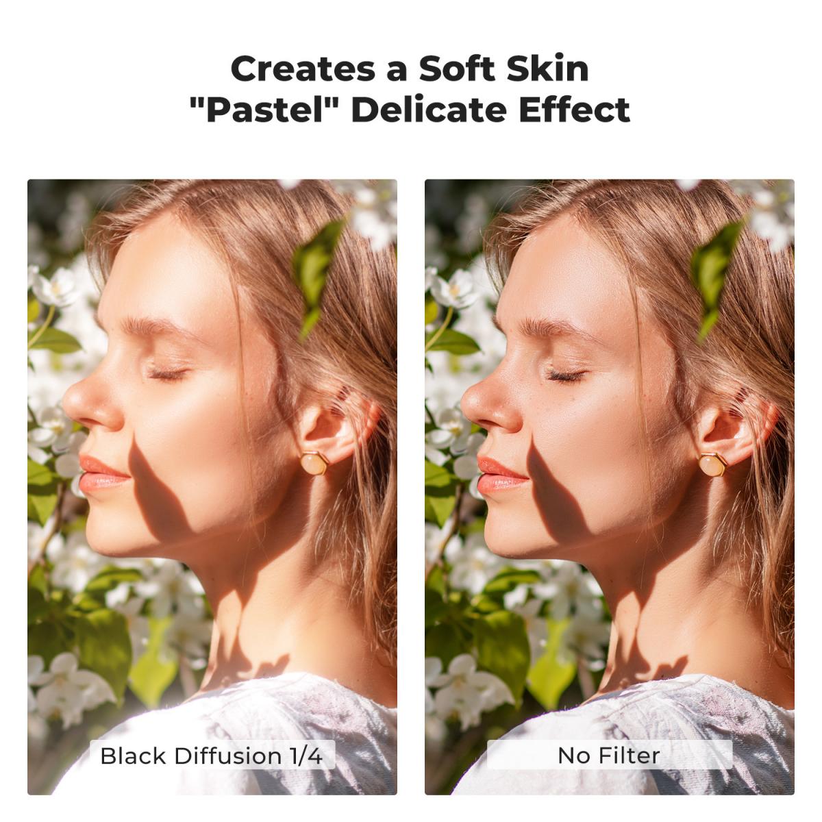 43 mm sort tågefilter 1/4 + 3 stk renseklud med 18 flerlagsbelægninger Nano K-serien