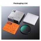 43 mm sort tågefilter 1/4 + 3 stk renseklud med 18 flerlagsbelægninger Nano K-serien