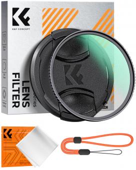 Filtre Black Mist 1/4 77 mm + bouchon d'objectif, filtre effet cinéma Mist avec 18 couches multicouches pour vidéo, vlog et portrait, série Nano-Klear
