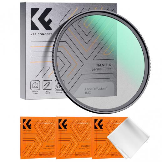 K&F Concept Nano-K Filtro Black Diffusion 1 Per Ritratti E Video, Effetto Cinema Con Vetro Ottico E 3 Panni Inclusi