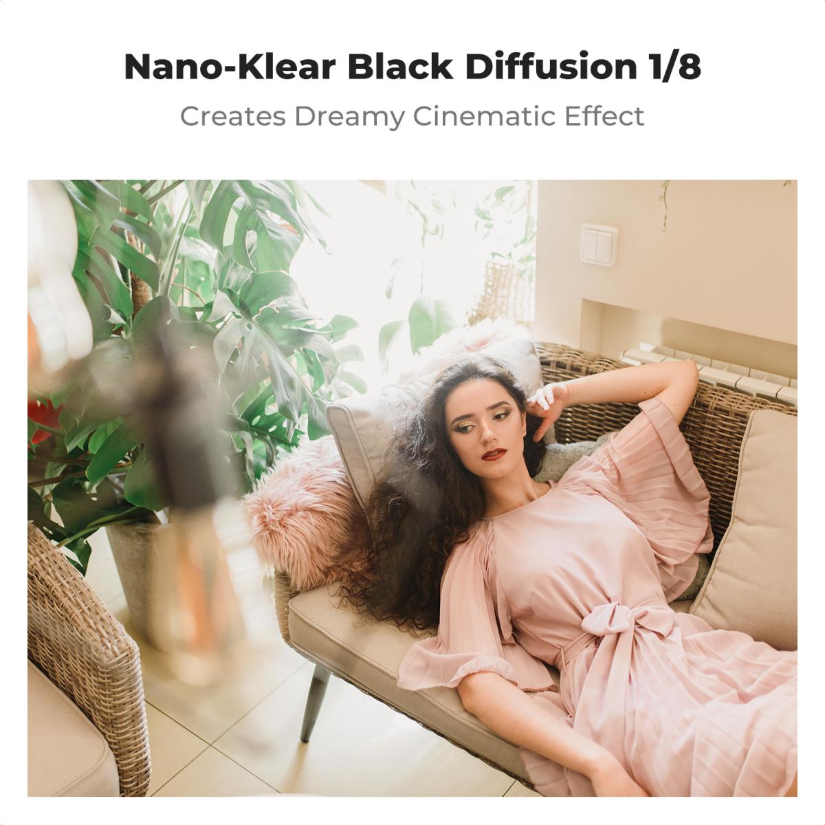 62mm Siyah Sis Filtresi 1/8 + 3 adet 18 Çok Katmanlı Kaplamalı Temizleme Bezi Nano K Serisi