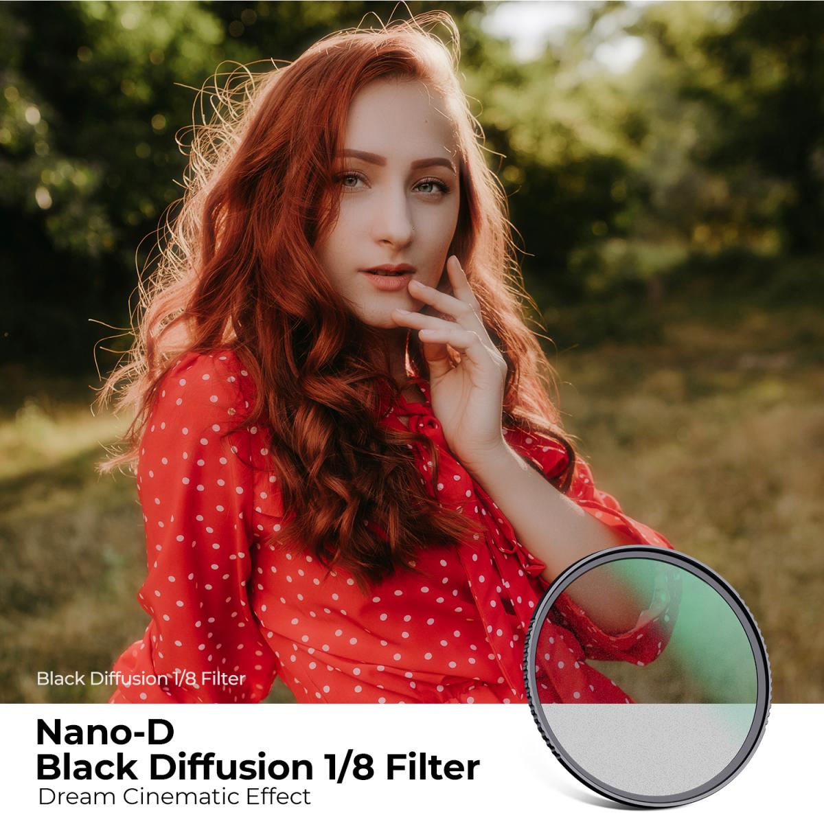 52mm Siyah Difüzyon 1/8 Filtre Yüksek Çözünürlüklü Su Geçirmez Yansıma Önleyici Yeşil film Nano-D serisi