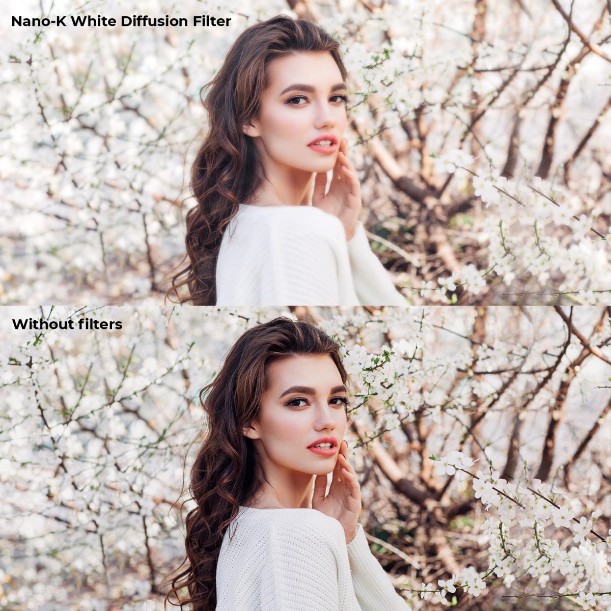 72 mm:n valkoinen Pro Mist Filter -elokuvatehostesuodatin 18 monikerroksisella pinnoitteella muoto- ja maisemakuvaukseen Nano-K-sarja