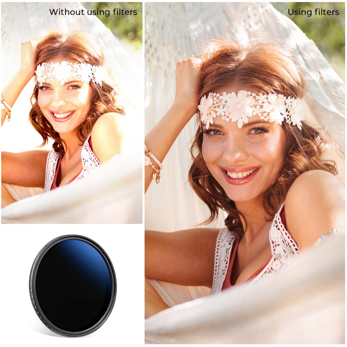 67 mm ND2-ND2000-filter (1-11 stop) med 3 støvsugerklude Nano-Klear-Serien