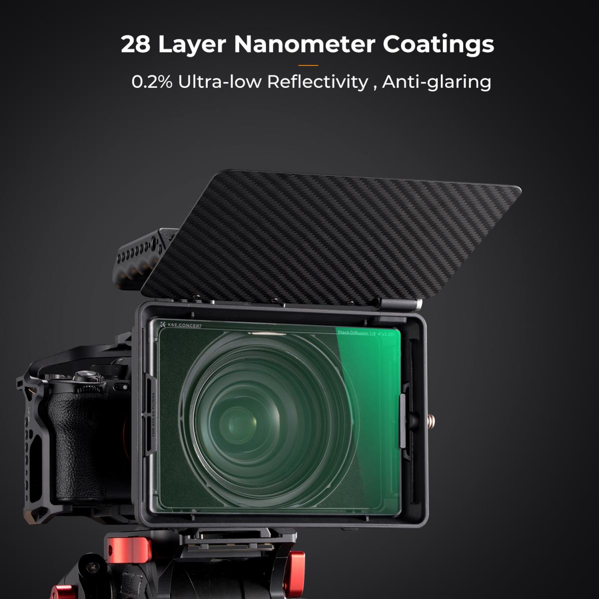 K&F Concept 4x5,65'' Black Mist 1/8 Filtertjocklek 4mm Rektangulärt Filter Lämpligt För Utomhusfotografering, Kompatibelt Med 4 X 5,65" Matt Boxsystem Nano-Xcel-Serien Hd Optiskt Glas, Flerskiktsbeläggning