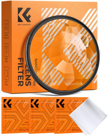 Filtre kaléidoscope 72mm, filtre à effets spéciaux avec 3 chiffons de nettoyage sous vide série Nano B