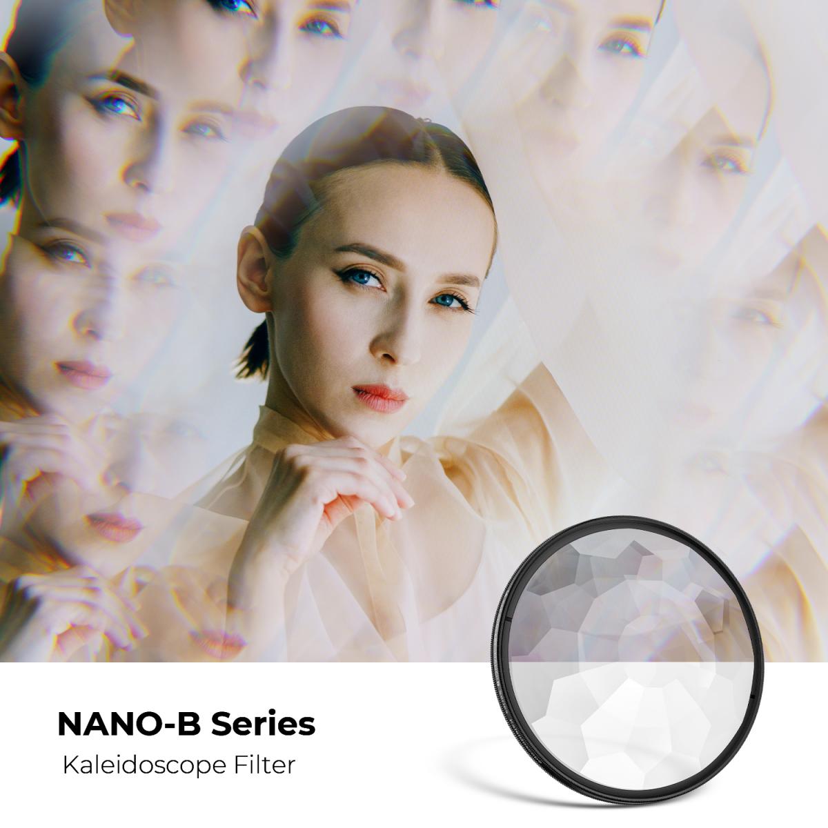 Filtro de efeitos especiais do filtro do caleidoscópio de 82mm com 3pcs panos de limpeza a vácuo série Nano B