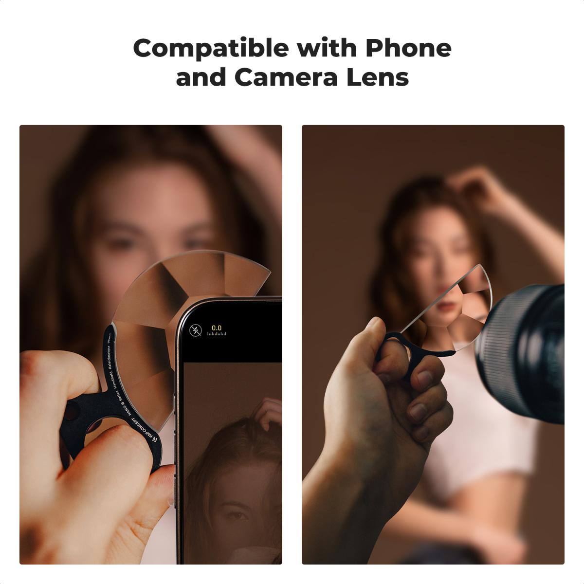 79 mm håndholdt kalejdoskopfilter, halvcirkelformet specialeffektfilter med 3 stk. støvsugerklude Nano-B-serien