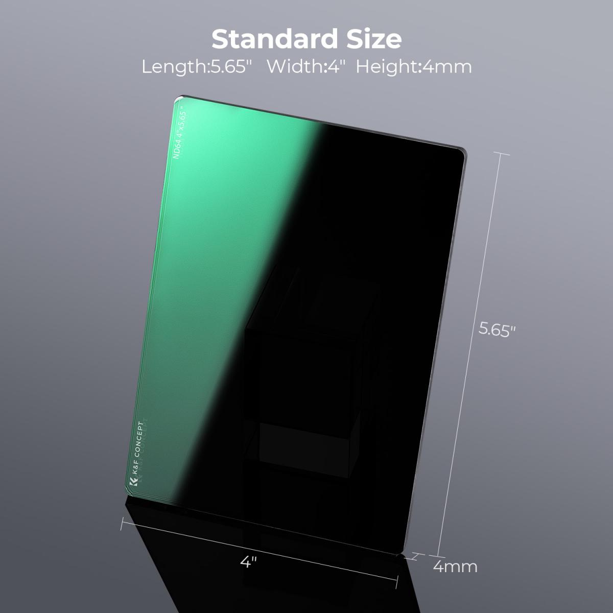 ND64 (6 przystanków) Kwadratowy filtr ND, filtr o neutralnej gęstości 4" x 5,65" Kompatybilny z Tilta Kompatybilny z matowym pudełkiem SmallRig, smukłym, wielowarstwowym szkłem optycznym HD