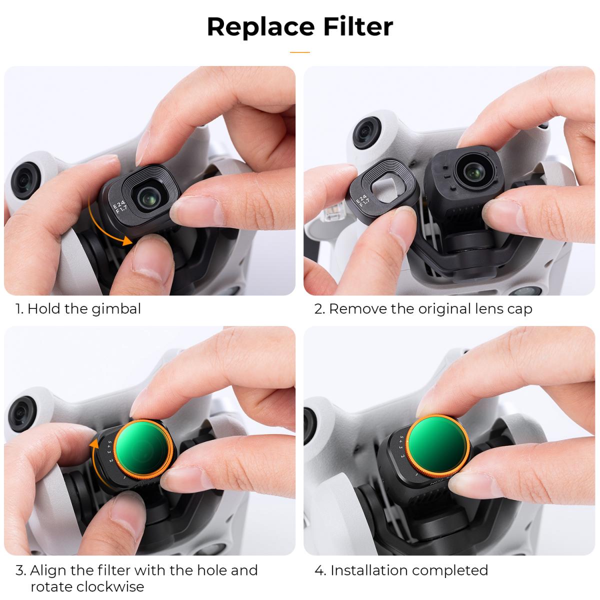 K&F Concept Mini 4 PRO ND Filtro Variabile, Filtri Variabile ND2-32, Compatibile con DJI MINI 4 PRO per 28 Strati Nano Rivestimento