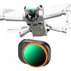 Muuttuva ND32-512-suodin, yhteensopiva DJI Mini 4 Pron kanssa, säädettävä neutraalitiheyksinen ND-suodin, 5–9 jarruvalon säätö, gimbal-turvallinen/optinen lasi/monipinnoitettu