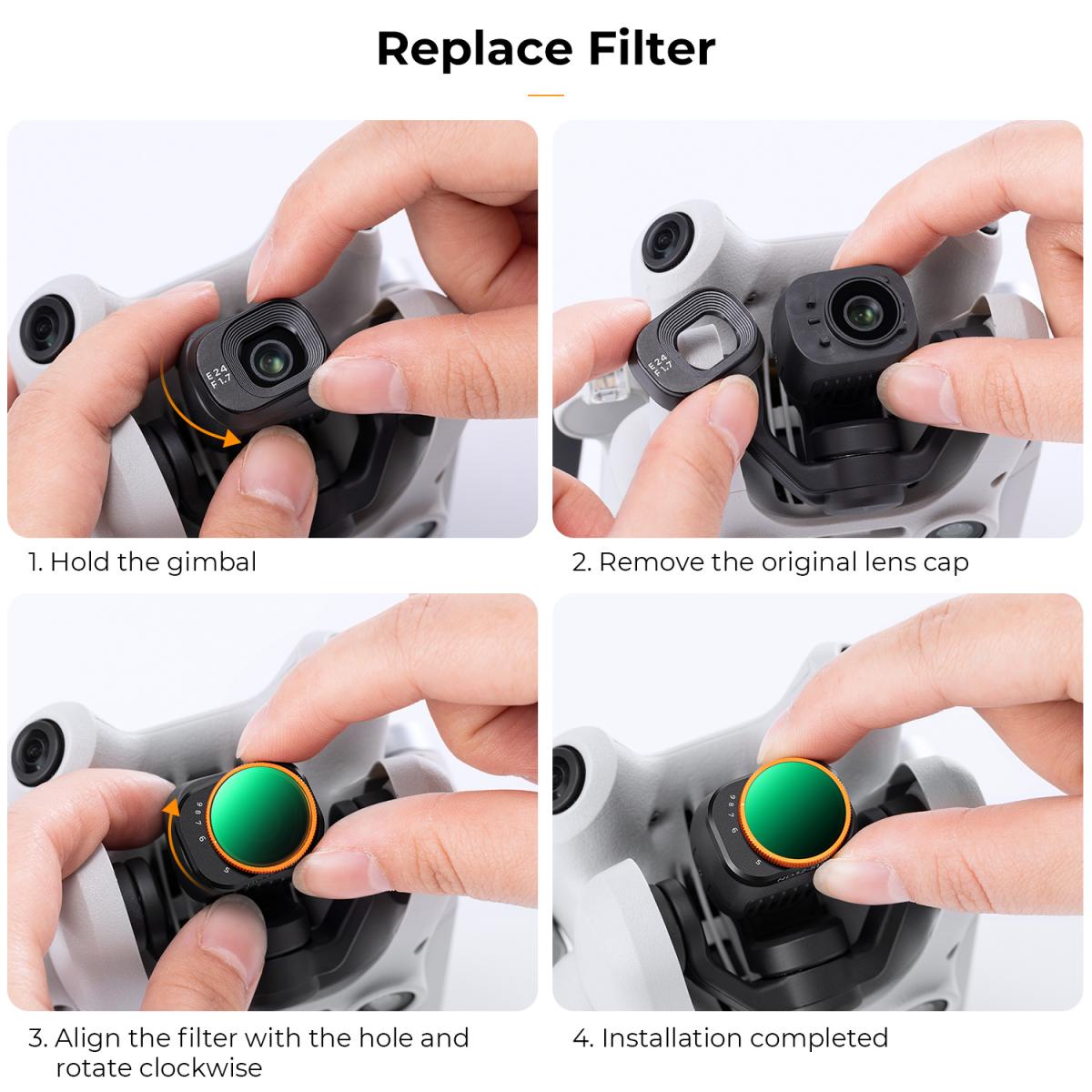 Filtro ND variável ND32-512 (5-9 pontos) Filtro VND limitado compatível com DJI Mini 4 Pro