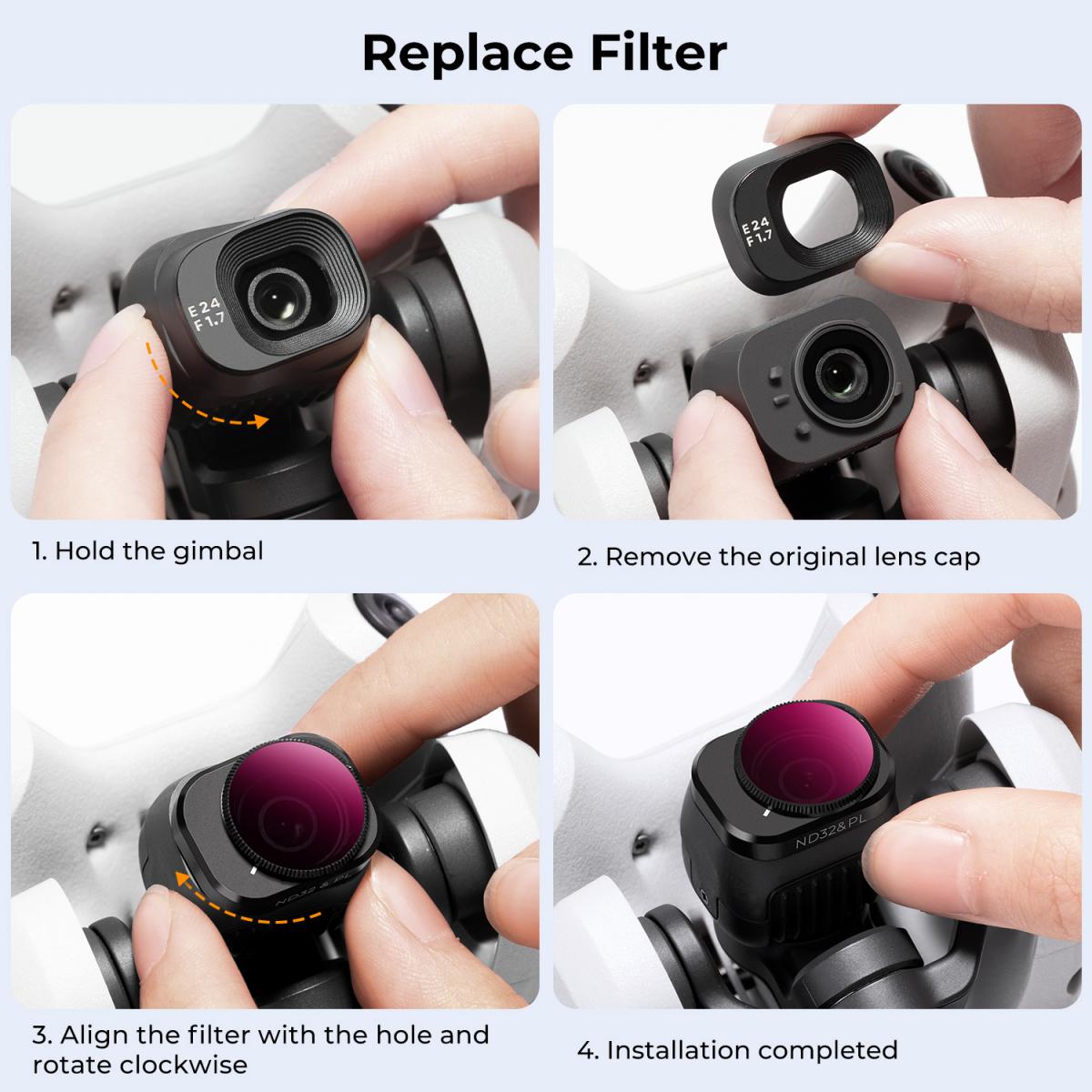 Filtro ND32 e PL compatibile con DJI Mini 4 Pro, riduzione fissa della luce a 5 stop e filtro polarizzatore 2 in 1, filtro in vetro ottico HD multifunzione