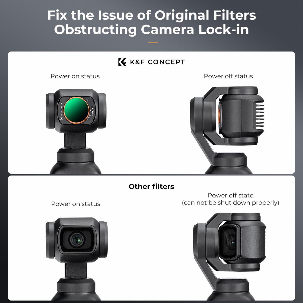 K&F Concept VND-filter för DJI Osmo Pocket 3, Magnetic Variable ND32-512 Neutral Density Filter 28-lagers nanobelagt HD Optiskt glas