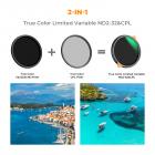 105 mm True Color Variable ND2-32 (1-5 stop) og CPL Cirkulært Polarisationsfilter 2 i 1 til Kameraobjektiv Neutral Density Polarisationsfilter Nano-X Serien