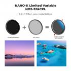 52 mm variabelt ND-filter (1-5 stopp) och CPL-filter 2 i 1 för kamerafilterobjektiv Nano-Klear
