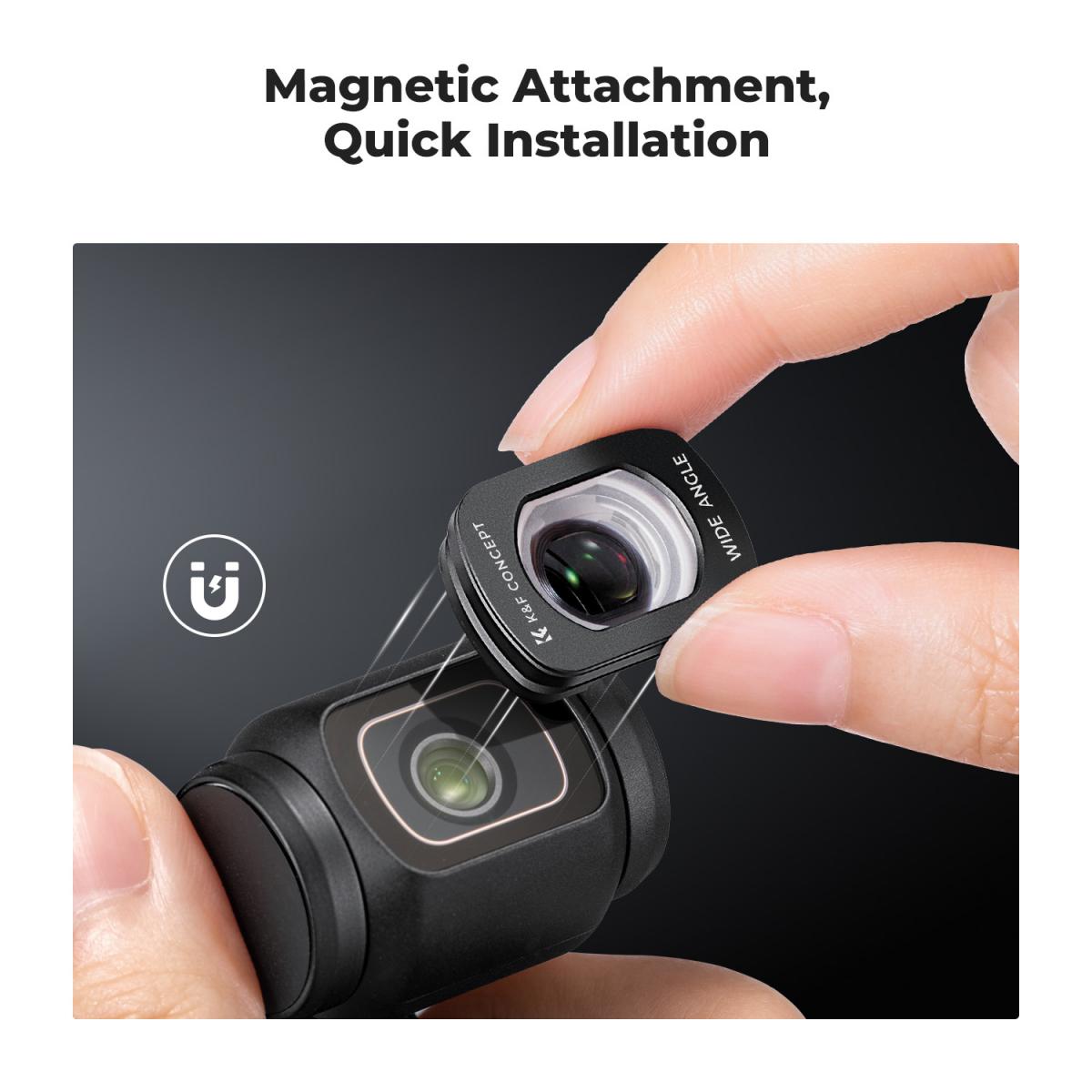K&F Concept Magnetisk vidvinkelfilter for DJI Osmo Pocket 3 Tilbehør Beskyttelse Action Kameralinse