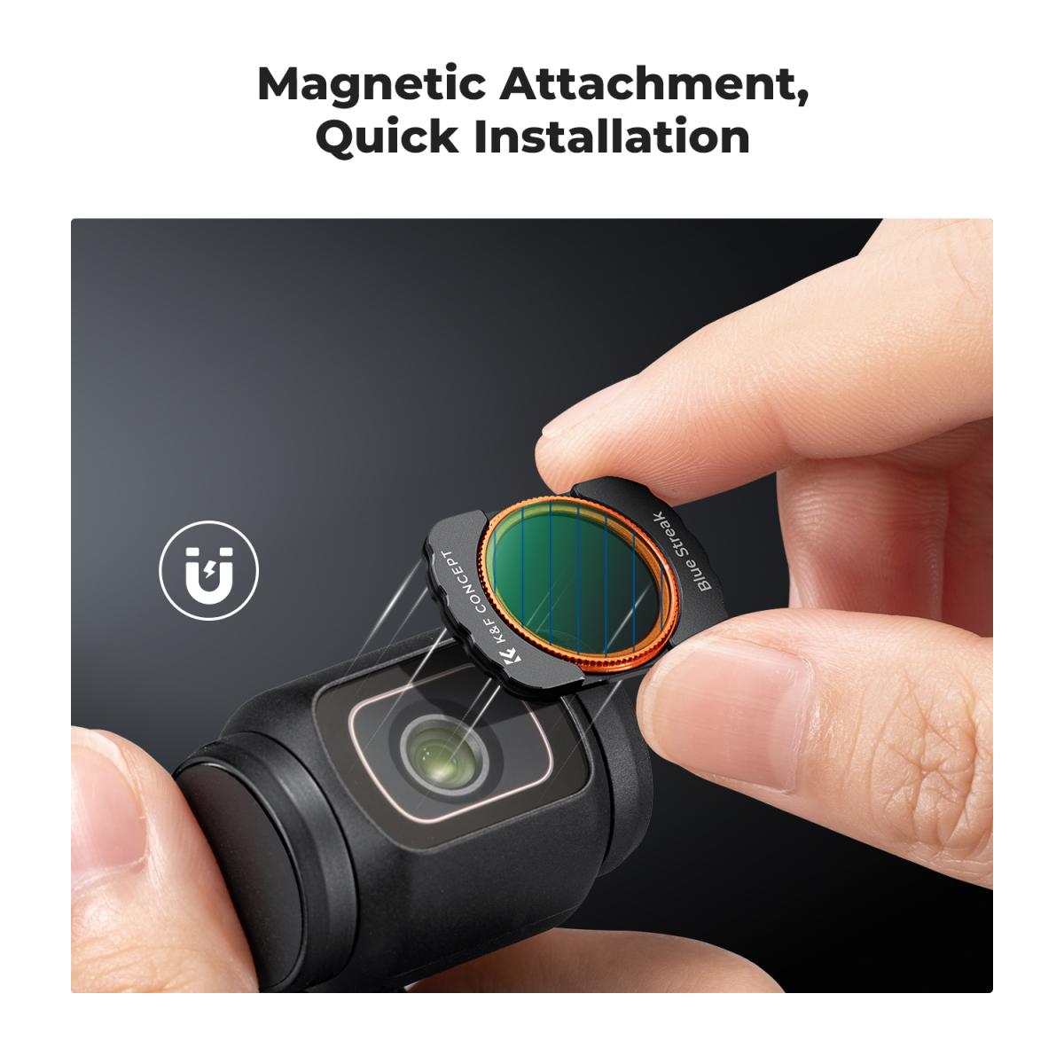 K&F Concept Magnetisk Blue Streak-Filter for DJI Osmo Pocket 3, Anamorfisk Objektivfilter med Spesialeffekter
