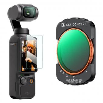 K&F CONCEPT magnetisches Filterset kompatibel mit DJI Osmo Pocket 3/4, ND2-ND32 & Black-Mist 1/4 Filter, Osmo Pocket 3 Zubehör, Osmo Pocket 4 Zubehör(Aluminiumrahmen)