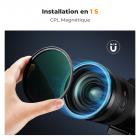 Filtre CPL magnétique 49 mm Filtre polarisant circulaire Verre optique ultra fin avec 18 revêtements multicouches Série Nano-Klear