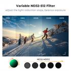 Variabelt ND32-512 filter kompatibelt med DJI Osmo Action 5 Pro//Osmo Action 4/Osmo Action 3, klikmontering, ingen grund til at fjerne det originale filter