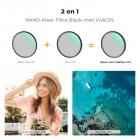 Filtre polarisant circulaire à diffusion noire 2 en 1 46 mm Black Mist 1/4 et CPL avec 18 revêtements multicouches Série Nano-Klear