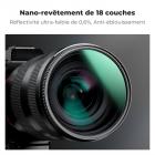 Filtre polarisant circulaire à diffusion noire 2 en 1 46 mm Black Mist 1/4 et CPL avec 18 revêtements multicouches Série Nano-Klear