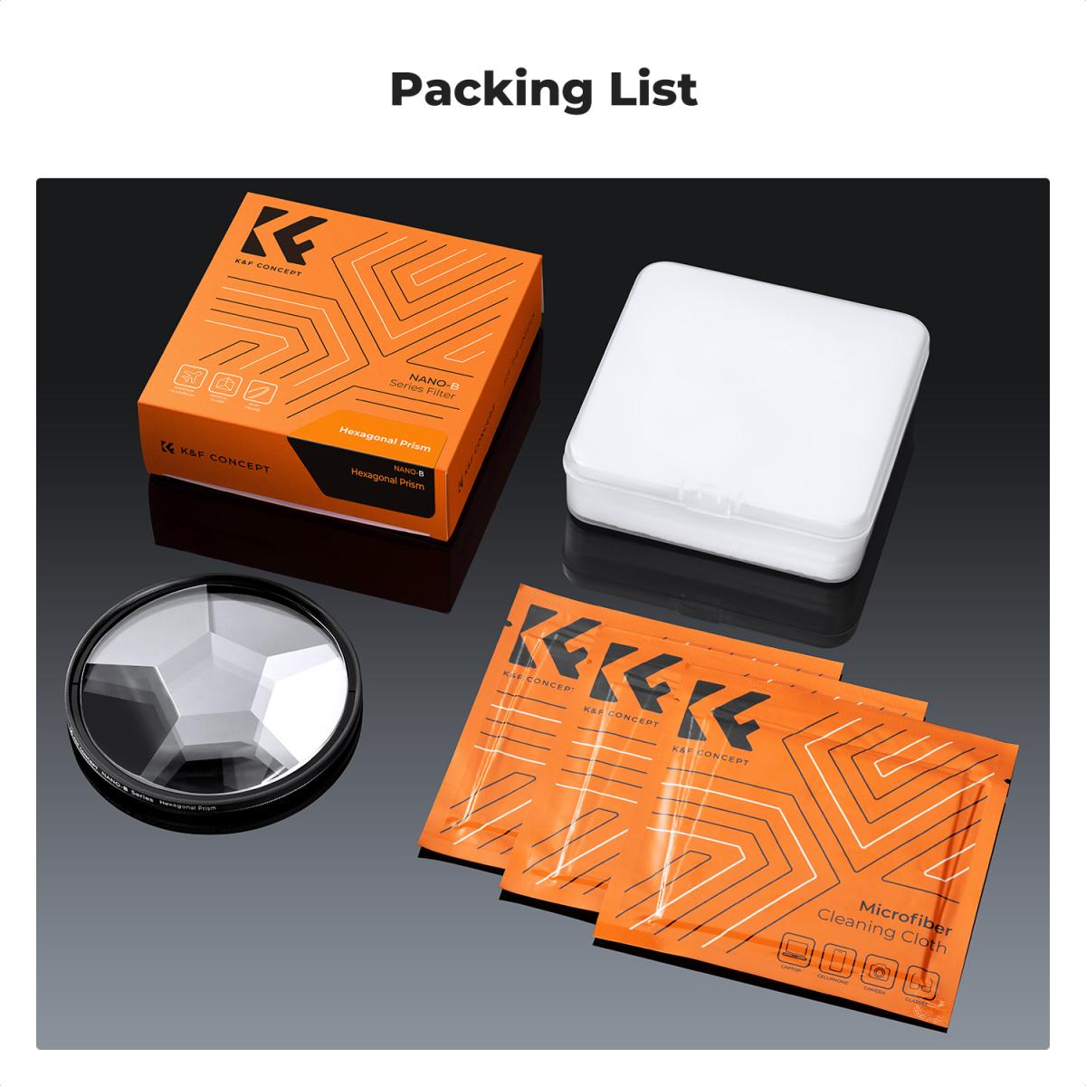 Filtro de prisma caleidoscópio de 77 mm, vidro óptico, filtro de lente de câmera hexagonal central com efeito especial, série Nano-Basic