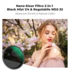 55mm 2 in 1 Filtro Black-Mist 1/4 & Variable ND2-32 (5 Stop)，Filtro Black Diffusion 1/4 & Densità Neutra ND in Vetro Ottico, Nano Rivestimento con 3Pcs Panno di Pulizia Serie Nano-Klear