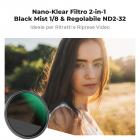 Filtro ND Variabile Black Mist 1/8 + ND2-32 (1-5 stop) 55mm con pellicola verde antiriflesso a 18 Strati Rivestimento su entrambi i lati e leva,Nano-Klear