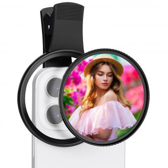 Kit de filtro de lente de câmera de telefone de névoa preta de 67 mm com clipe 1/4 aplicável a todos os modelos de telefone celular