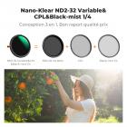 Filtre polarisant circulaire 3 en 1 CPL 55 mm à effet brume diffusante noire 1/4 et variable ND2-32 (1 à 5 arrêts) avec 18 couches multicouches, série Nano-Klear