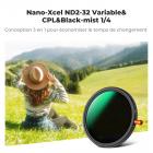 Filtre 3-en-1 (43 mm) ND2-32 & CPL & Black Mist 1/4 | Filtre Hybride Densité Neutre Variable et Polarisant | Effet Cinématographique pour Vidéo et Paysage | Verre HD Nano 28 Couches