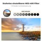 K&F Concept Ultra-niedrige Reflexion ND Filter 77mm Variabler ND2-400 Graufilter (1-9 Blendenstufen)(Nano Xcel)