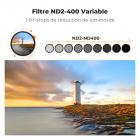 Filtre ND variable à très faible réflexion 52 mm, ND2-400 (1-9 arrêts), filtre à densité neutre réglable HD avec 28 revêtements multicouches pour objectifs d'appareil photo - Série Nano-X