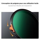 Filtre ND variable à très faible réflexion 52 mm, ND2-400 (1-9 arrêts), filtre à densité neutre réglable HD avec 28 revêtements multicouches pour objectifs d'appareil photo - Série Nano-X