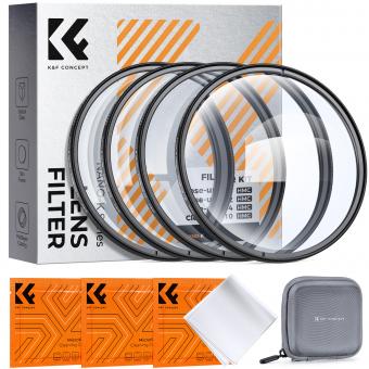 55mm Close-up Lens Filter Kit (+1 +2 +4 +10) with 18-Layer Coating HD Optical Glass, Diopter Macro Photography Filter Set for Flowers, Insects and Still Life - Nano-Klear Series