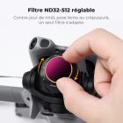 Filtre ND variable K&F CONCEPT compatible avec DJI Mini 5 Pro, ND32-512, 5-9 diaphragmes, verre optique HD multicouches, accessoire léger pour objectif de caméra de drone, idéal pour la photographie et l'enregistrement vidéo aériens.