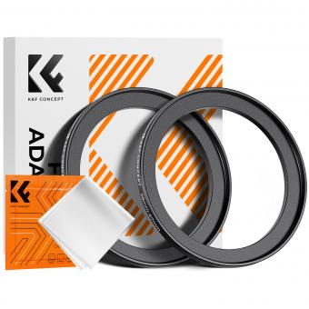 Anneau élévateur de 58 à 67mm, anneau adaptateur de filtre en aluminium de qualité aéronautique, paquet de 2 avec un chiffon de nettoyage