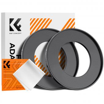 Anneau élévateur de 49 à 77mm, anneau adaptateur de filtre en aluminium de qualité aéronautique, paquet de 2 avec un chiffon de nettoyage
