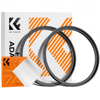 82-86mm Step-Up-Ring, Luftfahrt-Aluminium-Filter-Adapterring, 2er-Pack mit einem Reinigungstuch