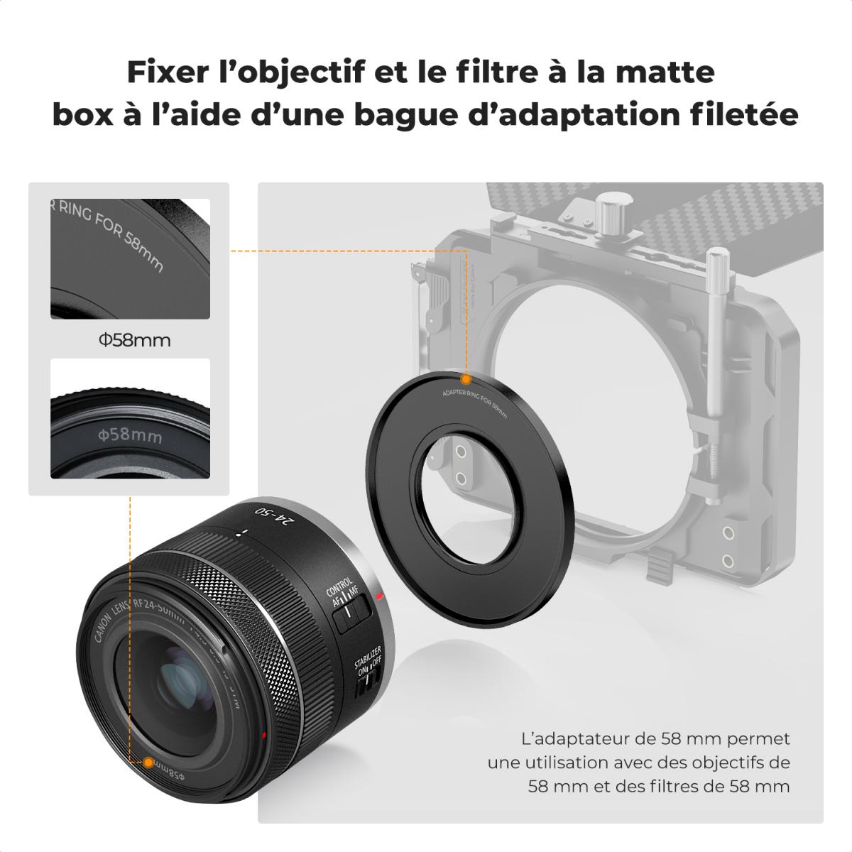 Bague d'adaptation Matte Box 58 mm